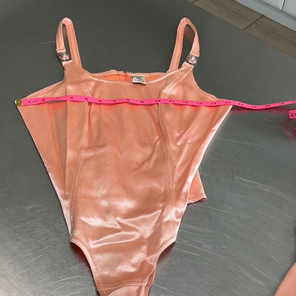 Vintage Massconi Women's Peach Satin Jacket & Bodysuit Set - Picture 2 of 13